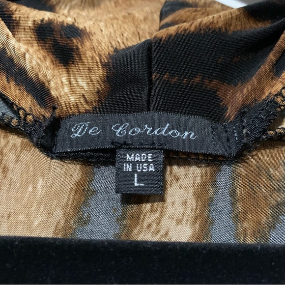 Decordon Leopard Deep Plunge Party Club Sleeveless Dress Size Large - Picture 5 of 5